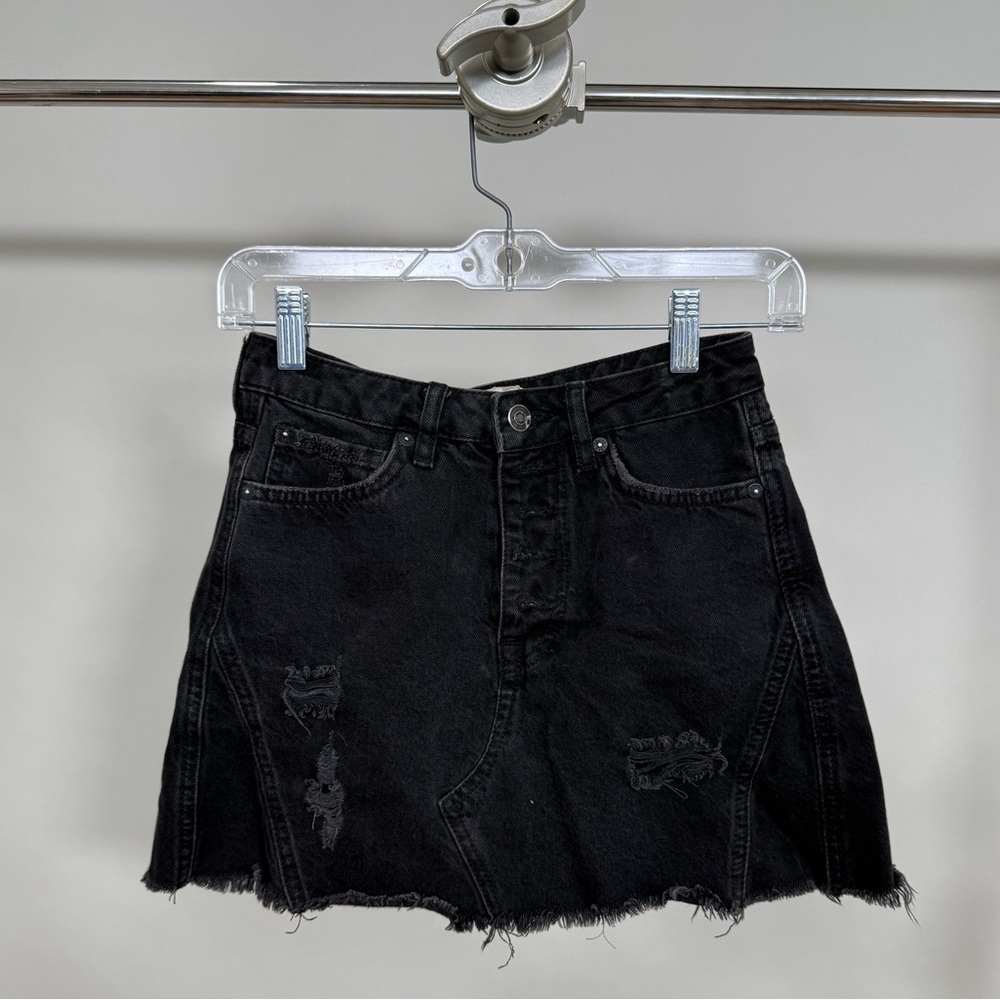 Black denim skirt